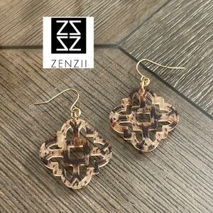 ZENZII Modern Mosaic Acrylic Resin Dangle Earrings Leopard Geometric Earrings